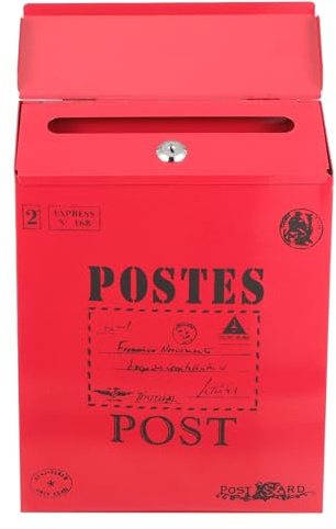 KALLORY Cassetta Postale in Ferro Vintage con Serratura, Design Americano, Resistente, Adatta a Giardino, Montaggio a Muro, Stile Rustico e Decorativo