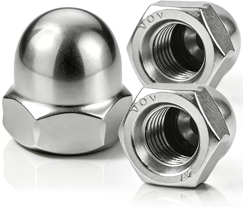 Ecrous Borgnes Inox, Moosswee DIN 1587 Hexagonal Ecrou, ecrou borgne A2 V2A pour Boulons, Vis, Goujons filetés et Tiges filetées (60, M8)