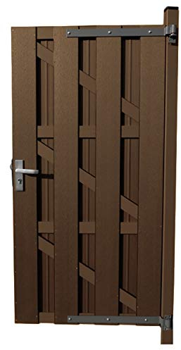 HORI® Gartentor für WPC-Lamellenzaun I Zauntor aus WPC I Passend zu HORI-WPC-Zäunen I Anschlag DIN links oder rechts I Inkl. Pfosten, Türdrücker, Beschläge, Aluanschlag I In 3 Farben: I braun I zum