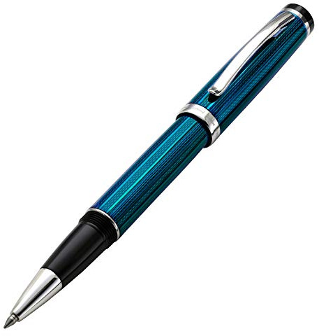 Xezo Incognito stylo plume, pointe fine. Laque bleu profond en couches avec placage en platine pur. Artisanal, édition limitée, numérotée
