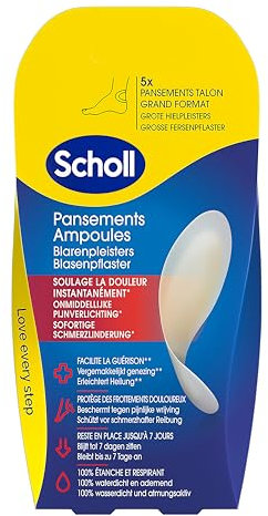 SCHOLL Etui de 5 Pansements Ampoules Grand Format spécial Talon