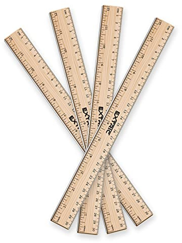 Rulers 4 Pack - Rulers 12 Inch, Wood Ruler with Metal Edge Great for School, Classroom, Home, and Office