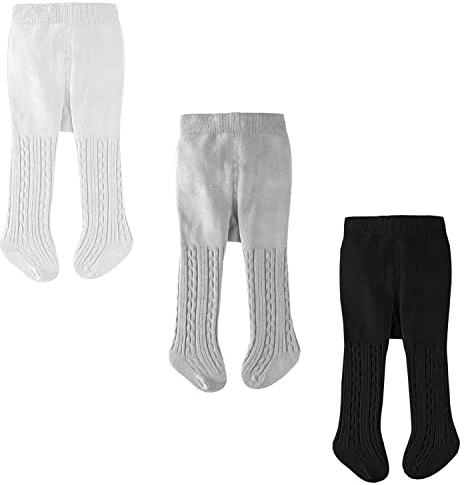 LXGKREL Collants pour bébé fille garçon en coton tricoté doux chaud et élastique 3 pièces multi-usages, Multicolore/Set 1, 50/56 cm