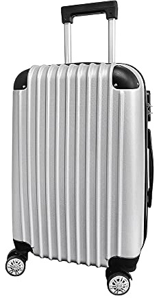 Panana 24 Modern Design Hard Shell Cabin ABS Suitcase 4 Wheel Luggage Trolley Case Lightweight (Style2-Silver, 24 Medium)