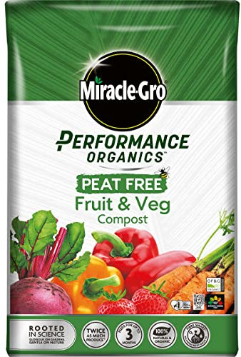 40L Performance Organics Compost for Fruit & Veg, Peat Free Fertiliser for Indoor & Outdoor Planting