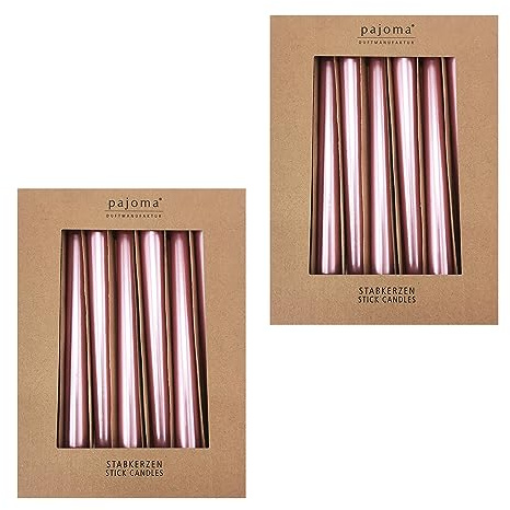 Stavljus set om 20 | Metalic – ros | höjd 25 cm ø 2,2 cm | brinntid 7 timmar – premiumkvalitet | enfärgade spetsljus | pajoma