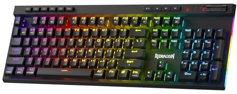 Redragon K580 PRO Tastiera da Gioco Wireless RGB, Meccanica con 3 Modalità, Zoccolo Hot-Swap, Controllo Multimediale Dedicato, Registrazione Macro Integrata, Interruttore Rosso, US Layout