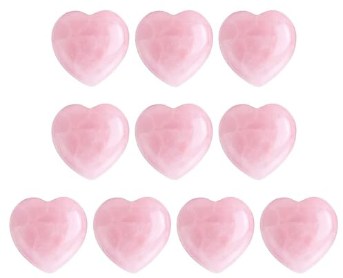Sarini 10 pièces Cristaux de Coeur de Quartz Rose Cristal Naturel Poli guérison Mignon Mini Pierres de Poche Paume Pouce Amour Ensemble de Pierres précieuses