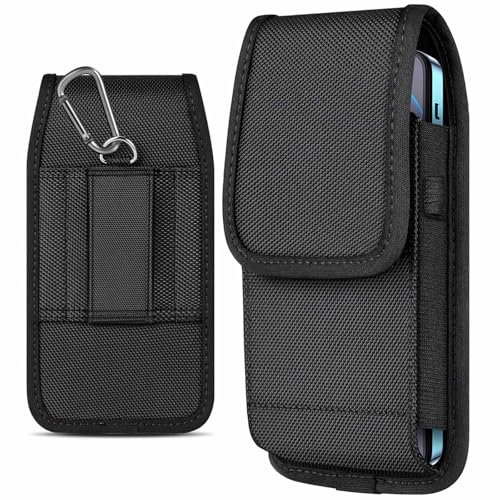 Cell Phone Pouch Nylon Holster Case with Belt Clip Cover for iPhone 15 14 13 12 11 Pro Max XR X 8 7 6 Plus/Xiaomi/Samsung/Moto/LG, (L)