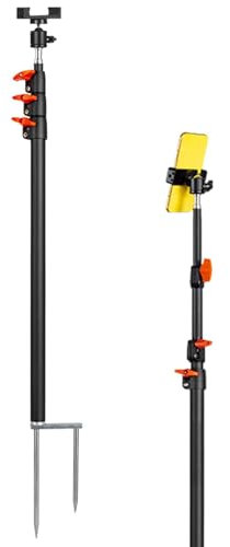 Phone Holder Stakes, Adjustable Camera Stake Stand, Outdoor Ground Spike Mount, Multipurpose Smartphone Holder for Camping, Hiking, and Outdoor Activities