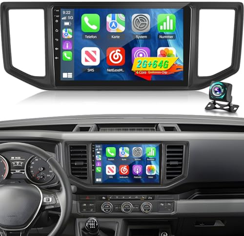 10,1 Android-bilradio för VW Crafter 2017–2021 med CarPlay och Android Auto, radiopekskärm, 2+64 GB, DSP, WiFi, GPS, Bluetooth, RDS FM, rattkontroller + backkamera, mikrofon