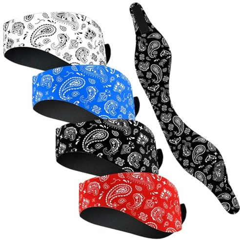 Chiffonade 4Pcs Swimming Headband Neoprene Ear Band Ear Protection Adjustable Sports Swim Sweatband for Adult Surfing Kayaking Bathing Yoga(款式一,多色)