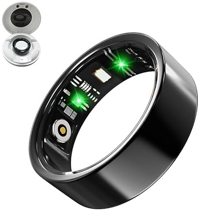 Bague intelligente avec sommeil / fréquence cardiaque / pression artérielle / moniteur d'oxygène sanguin, pedomètre, aucun frais d'abonnement, IP68 imperméable Fitness Tracker pour iPhone & Android