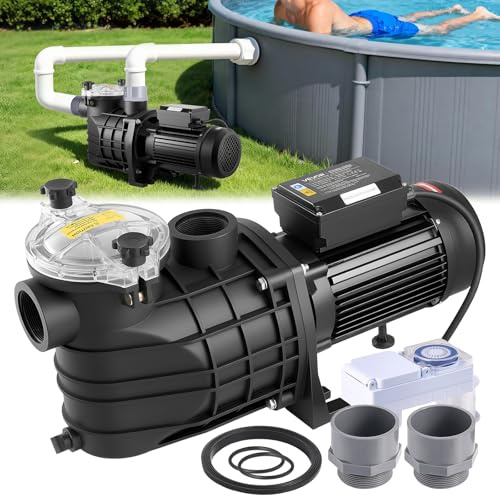 VEVOR Pompa per Piscina Fuori Terra per Filtrazione 3000W 35000 L/h, Kit Pompa di Filtrazione per Piscine Fuori Terra Velocità Singola con Cestello Filtrante 2860 giri/min Prevalenza max. 19 m
