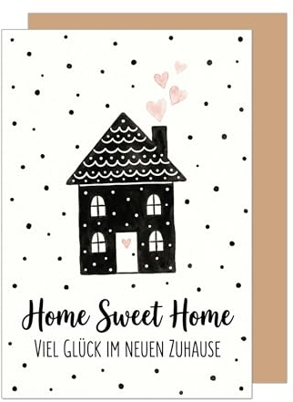 Édition Seidel carte de vœux premium pour nouveau chez soi avec enveloppe. Carte pliée message bonne chance Home Sweet Home construction maison déménagement homme femme collègues amis (NH120 SW026)