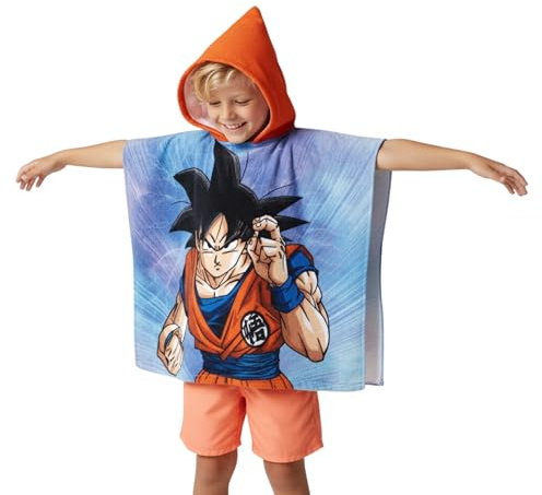 Dragon Ball Z Poncho da Bambino, Telo Mare, Asciugamano da Bagno con Cappuccio, Asciugamano da Nuoto per Ragazzi