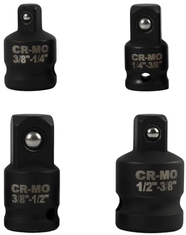 Adaptador de vaso de impacto de 4 piezas,reductor carraca llave de vaso adaptador,Compatible con Makita, Milwaukee, Bosch - Tamaños de 1/2 a 3/8 | 3/8 a 1/2 | de 1/4 a 3/8 | de 3/8 a 1/4