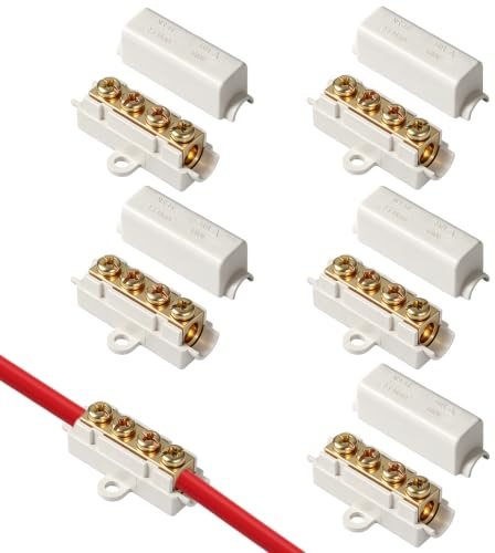 5 Regletas Cables Eléctricas 1000V 100A, Doble Fila Bloques Terminales con Tornillos Dobles, Conectores Cable de Latón para Cables de 2,5 a 16 mm²