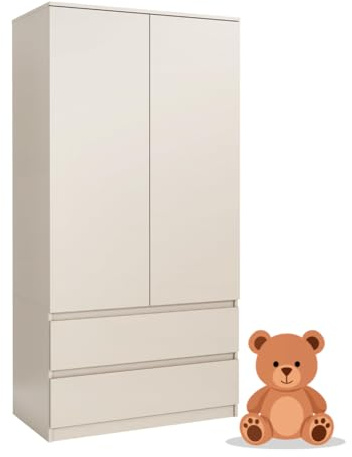 meble masztalerz Armadio Cameretta da Letto con 2 Cassetti Larghezza 90 cm - Cameretta Bambina - Armad Camera Letto Moderni - Guardaroba Armadio - Cashmere - 180x90x50cm