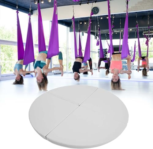 Generisk pol-dansmatta, halkfri pol-dansmatta, tjock yoga crashpad för Aerial Hoop och strippare, 150 cm x 5 cm säkerhetsmatta för hemmet/gymmet – vit, bärbar och vikbar