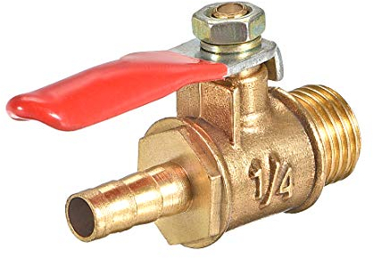 sourcing map Messing Luft Kugelhahn Abschalten Schalter G1/4 männlich auf 1/4 Schlauch Barb Rohr Rohrverschraubung Kuppler 180-Grad Bedienungsgriff