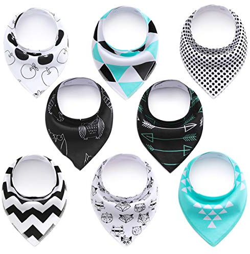 SONARIN Baby bandana dregel haklappar dregelhaklappar för pojkar, dregel och tandsprickning, superabsorberande organisk bomull bandana haklappar, 8-pack