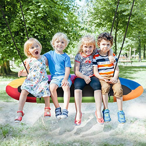 RELAX4LIFE Altalena Ovale da Giardino, Altalena a Nido con Corde Regolabili, Sedia Sospesa Multiuso per Bambini e Adulti, Carico 120/150/300 kg (150x80x180cm,150kg, Colorato)