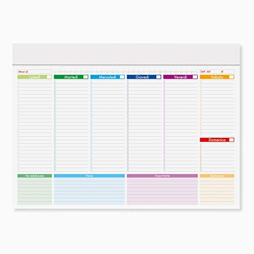 Pubblimania PLANNING SETTIMANALE MAXI da tavolo per scrivania Ufficio Organizer Weekly planner Agenda (Cm 43x31)