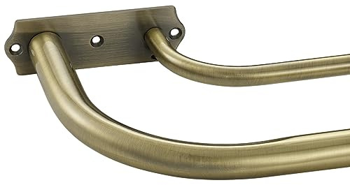 Barras de cortina dobles de bronce antiguo, para ventana de 71 a 122 cm, diseño envolvente para oscurecer habitaciones, barra frontal de 2,54 cm y trasera de 1,58 cm