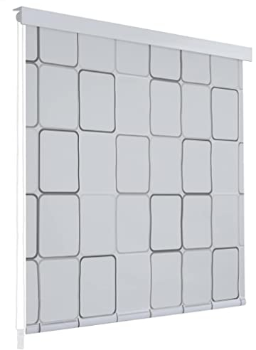 ZEYUAN Duschrollo, Spritzschutz Für Badewanne, Duschvorhang Badewanne, Badewanne Vorhang, Duschvorhang Rollo, 80 x 240 cm Quadratmuster