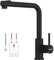DAYONE Grifo de cocina de baja presión, color negro, de baja presión, extensible, 3 puertos, 2 tipos de chorro, giratorio 360°, grifo mezclador de cocina para caldera