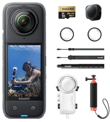 Insta360 X4 Pack plongée Invisible - Caméra d'action 360° 8K étanche, vidéo Grand Angle 4K, Perche à Selfie Invisible, protège-objectifs Amovibles, 135 Min d'autonomie, édition IA, stabilisation