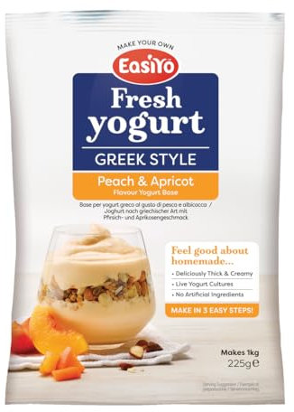 Easiyo Greek Style Peach & Apricot Flavoured Yogurt Mix Sachet 225g For Use With EasiYo Yogurt Makers