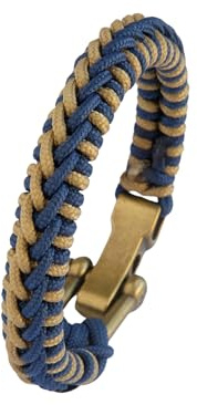 VIKENNIA Minimalist Paracord Bracelet for Men with D Ring Shackle Buckle - Adjustable Size (Blue Mix)