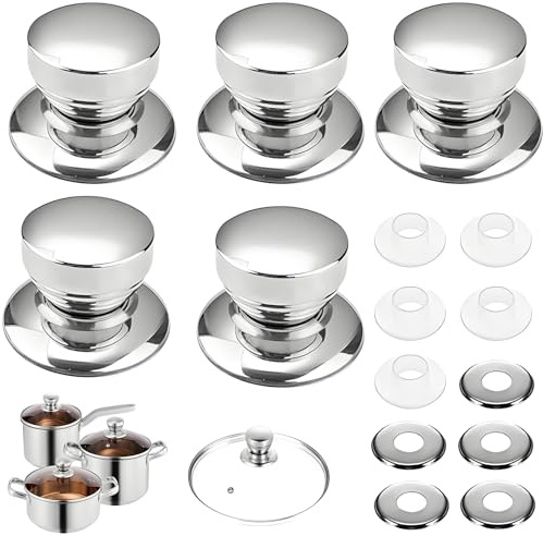5 Stück Topfdeckelgriffe, Topfdeckel Griff Edelstahl, Topfdeckel Griff Zum Schrauben, Bakelit Deckel Griffe, Deckelgriff Hitzebeständig, Für Topfdeckels, Ersatzknöpfe, Kasserolle