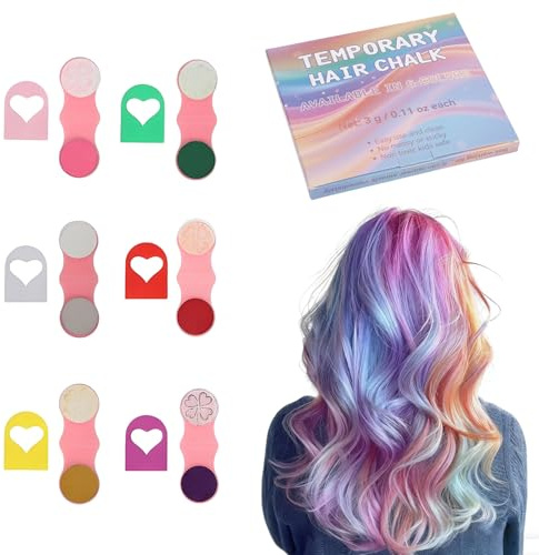 Lot De 6 Craie Cheveux Colorées Pour Filles Et Enfants,Lavables Teinture Temporaire Pour Cheveux, Cadeaux De Noël, D'anniversaire Pour Enfants, Cadeaux Fille De 5 À 15 Ans