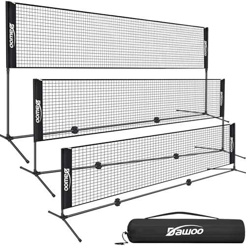 DAWOO 3m/4m/5m Badminton Net, Hieght Adjustable Stand and Portable Carry Bag, Volleyball Net for Junior Tennis, Beach Volleyball, Pickleball, for Garden Park Outdoors(5M)
