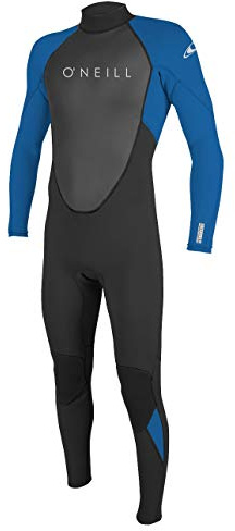 O'Neill Youth Reactor-2 3:2mm Back Zip Full Wetsuit, Lightweight Warmth and Flexibility for All Water Activities, Black/Ocean, 12
