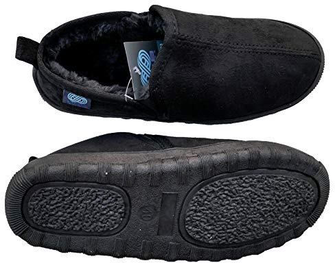 OR8 Wellness Men's Plantar Fasciitis Slippers with Arch Support & Full Length Orthotic Inserts. Comfortable & Supportive. Easy Slip On. BLACK.