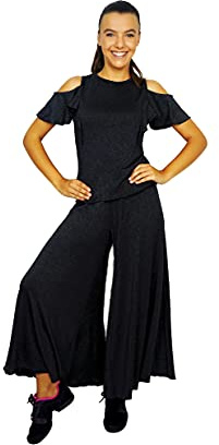 Ready4Dance Pantagonna Damen Barcellona – Rock-Hose für Standardtanz, Gesellschaftstanz und Latein – Elegant und Bequem – Made in Italy – Schwarz oder Schwarz/Silber Lurex