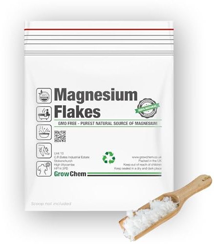 Grow Chem Magnesium Flakes (5KG Bag) Pure Magnesium Chloride from The Dead Sea - Mineral-Rich Bath Salts for Foot & Muscle Soaks - Improves Sleep, Stress Relief, Joint Health & Skin Hydration
