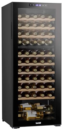 Baridi 55 Bottle Dual Zone Wine Cooler, Fridge with Digital Touch Screen Controls, Wooden Shelves & LED Light, Black - DH93