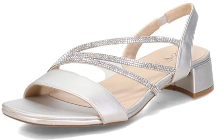 LifeStride Womens Joy Strappy Heeled Sandal, Silver, 8.5 US