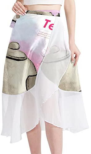 Teapot with Flower Women Beach Sarongs Sheer Cover Ups Chiffon Bikini Wrap Skirt for Swimwear Multicoloured