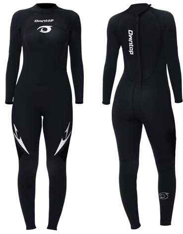 Owntop Damen Ganzkörper 3/2mm Neoprenanzug, Ultra-Stretch Langarm Winter Neoprenanzug, Rückenreißverschluss Erwachsene Neopren Surf- und Tauchanzug, Damen Schwarz XL