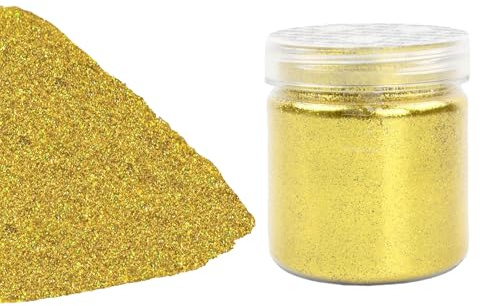 Oro fine con glitter metallici, polvere iridescente da 100 g, 0,2 mm dorata per artigianato, fine resina glitter polvere