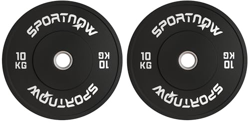 SPORTNOW Lot de 2 poids d'haltères, 2 disques de 10 kg, pour barre d'haltères de 5 cm avec alésage de 50 mm de diamètre, noir