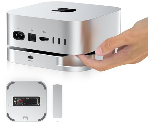 Mac Mini M4 Dock with 40Gbps M.2 NVMe SSD Enclosure, Tool-Free External Hard Drive Enclosure for Mac Mini M4/M4 Pro, Compatible with Thunderbolt 4/3, USB4/3.2/3.0, Supports 2230/2242/2260/2280(M Key)