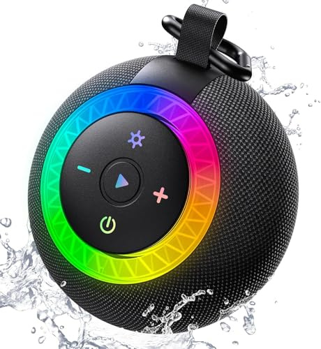 UOHHBOE Bluetooth Lautsprecher Dusche 20W Shower Speaker IPX7 Wasserdicht mit Vakuum-Saugfuß 24 Std. Spielzeit Bluetooth 5.4 RGB Licht Freisprechfunktion Weihnachten Geschenke für Männer Frauen