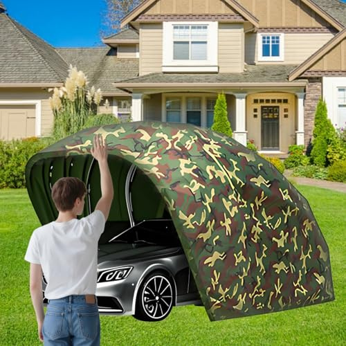 Tenda pieghevole per garage per auto, in acciaio inox, per parcheggio esterno, cortile e giardino, design semi-automatico